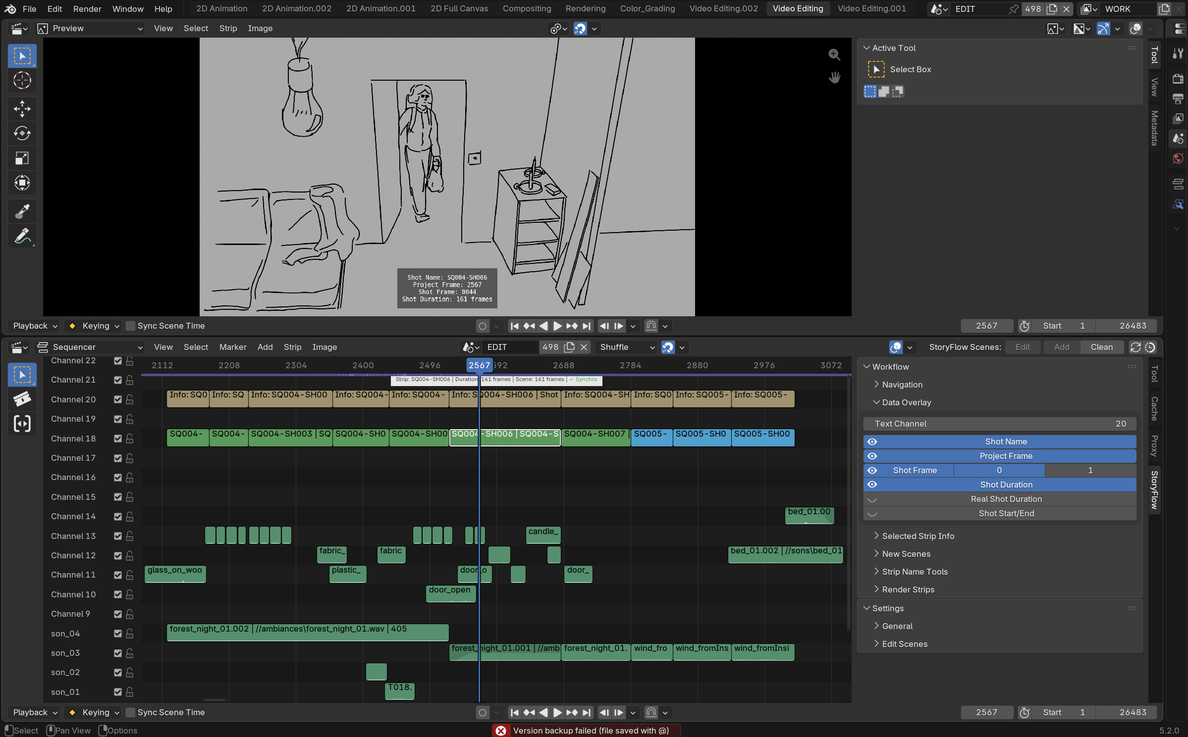 storyFlow panels in the VSE